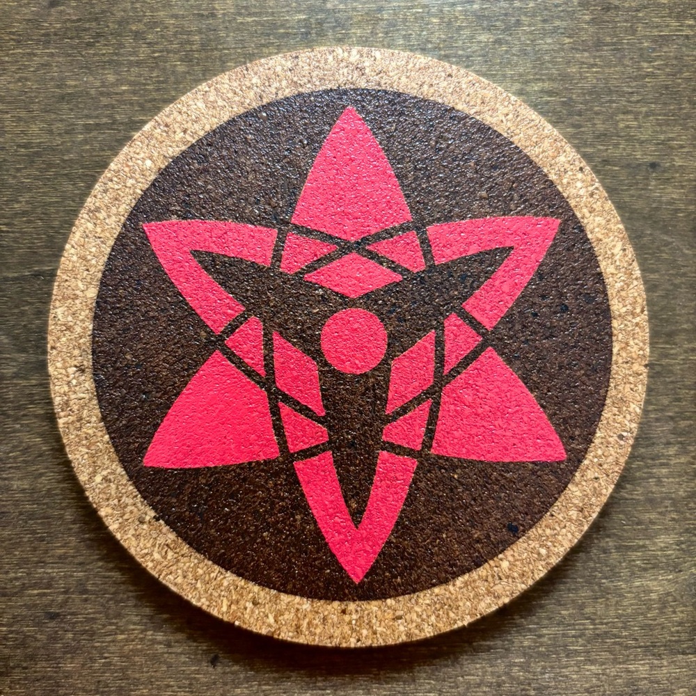 Naruto Sasuke Eternal Mangekyou Sharingan Engraved Painted Cork Coaster